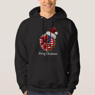 Merry Christmas Red Plaid Peace Sign Lights Usa Fl Hoodie