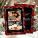 Merry Christmas Red Plaid Tartan Photo Holiday Card<br><div class="desc">Merry Christmas Red Plaid Tartan Photo Foil Holiday Card Christmas Cards features a simple design with your favorite photo with the text overlay "Merry Christmas" in modern calligraphy script typography with a red plaid border. Personalized your names or custom text below and your custom message on the reverse. Perfect for...</div>