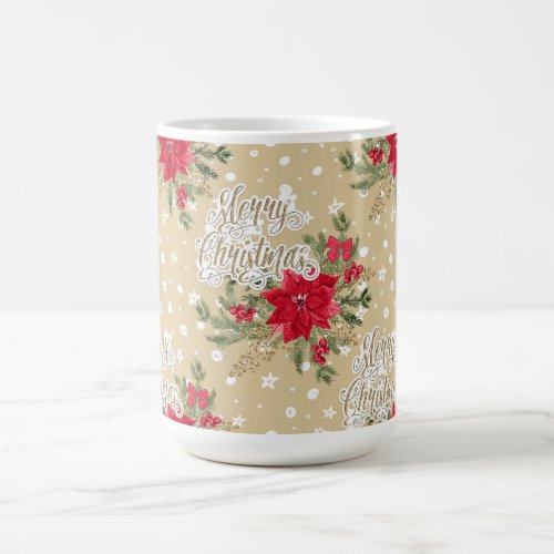 Merry Christmas Red Poinsettia Coffee Mug