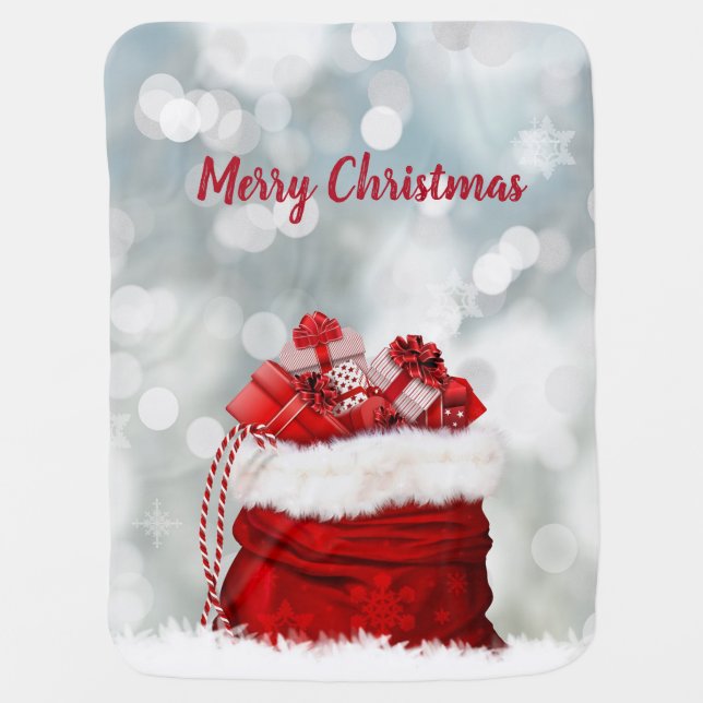Merry Christmas Red Presents Baby Blanket (Front)