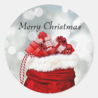 Merry Christmas,Red Presents Classic Round Sticker