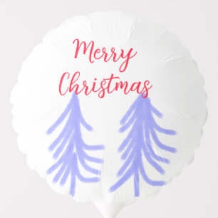 Merry Christmas red purple pastel pine tree waterc Balloon