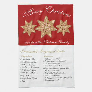 Merry Christmas Red Recipe Kitchen Towel