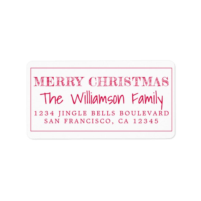 Merry Christmas Red Return Address Label (Front)