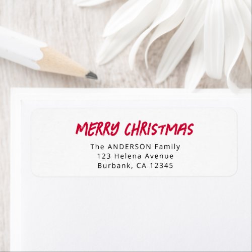 Merry Christmas Red Return Address Label