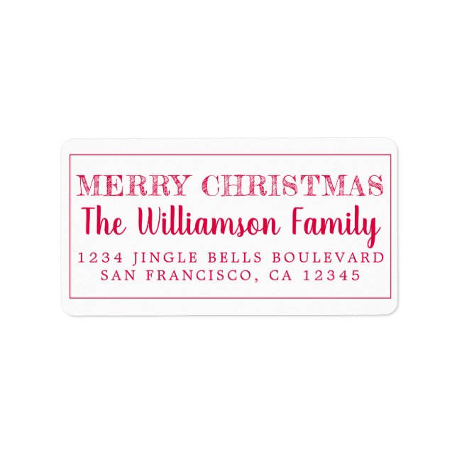 Merry Christmas Red Return Address Label (Front)