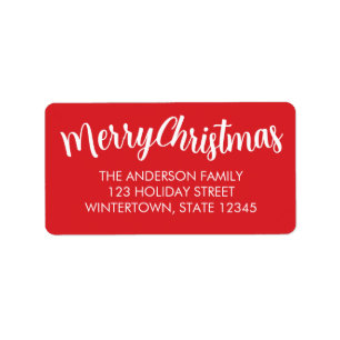 Merry Christmas Red Return Address Label
