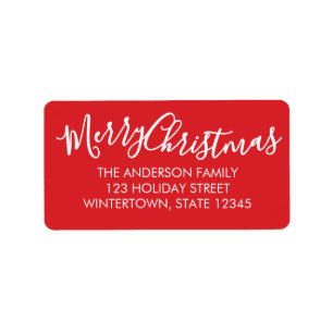 Merry Christmas Red Return Address Label