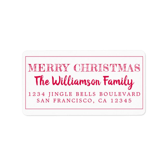 Merry Christmas Red Return Address Label (Front)