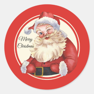 Merry Christmas red Santa Classic Round Sticker