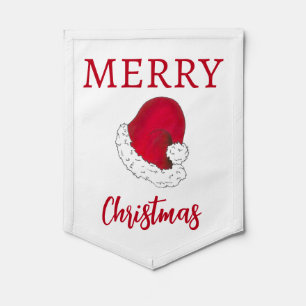 Merry Christmas Red Santa Claus Hat Holiday Xmas Pennant