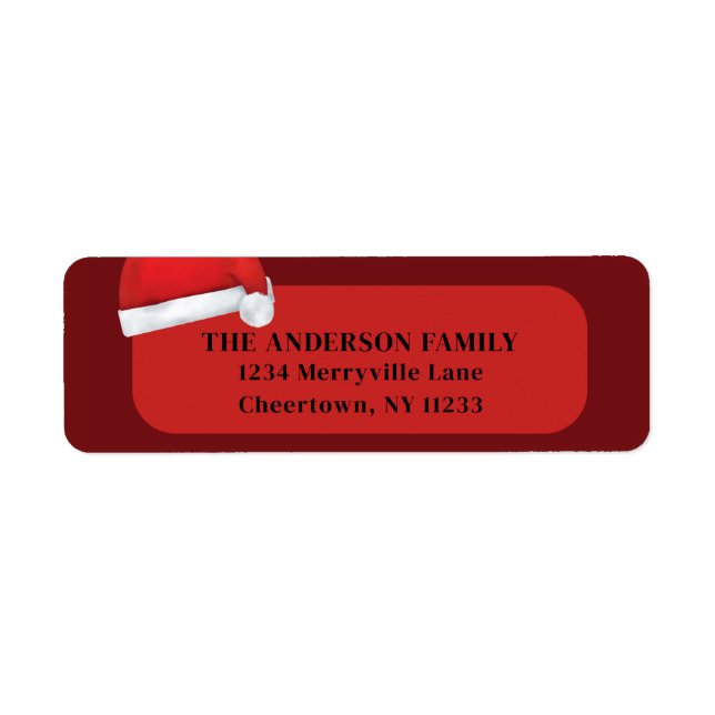 Merry Christmas Red Santa Hat Photo Script Holiday Label (Front)