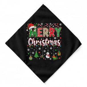 Merry Christmas Red Santa Hat Reindeer Santa Match Bandana