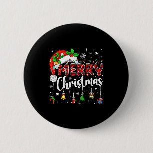 Merry Christmas Red Santa Hat Reindeer Xmas Matchi Button