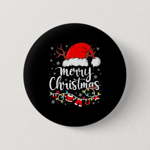 Merry Christmas Red Santa Hat Reindeer Xmas Matchi Button