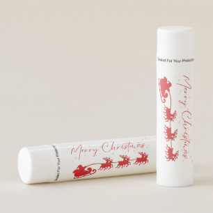 Merry Christmas Red Santa Sleigh Black Body Pillow Lip Balm