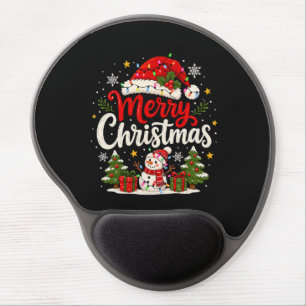 Merry Christmas Red Santa Snowman Xmas Lights Gel Mouse Pad