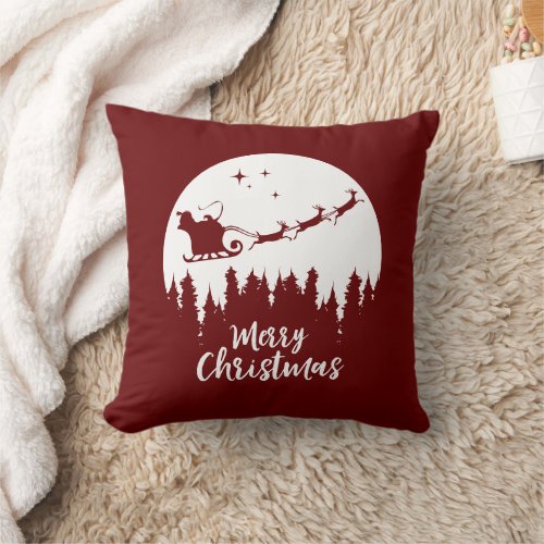 Merry Christmas Red Santa Throw Pillow