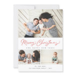 Merry Christmas Red Script 3 Collage Multi-Photo Holiday Card Merry Christmas Red Script 3 Collage Multi-Photo Holiday Card