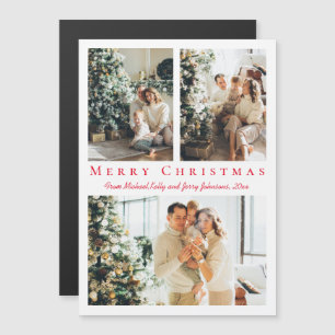merry christmas red script 3 photos collage magnet