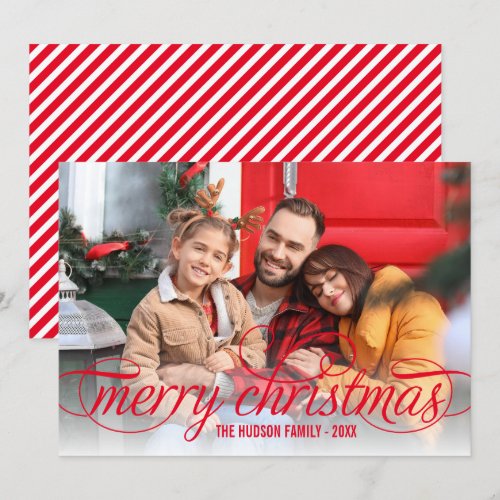 Merry Christmas Photo Card | Red Script Overlay