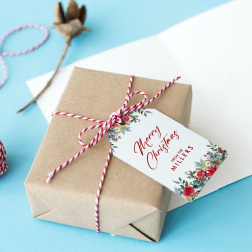 MERRY CHRISTMAS RED SCRIPT TYPOGRAPHY  GIFT TAGS