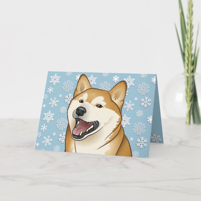 Merry Christmas Red Shiba Inu Customizable Card (Front)