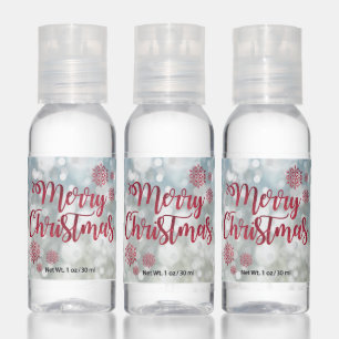 Merry Christmas Red & Silver Travel Bottle Set Hand Sanitizer
