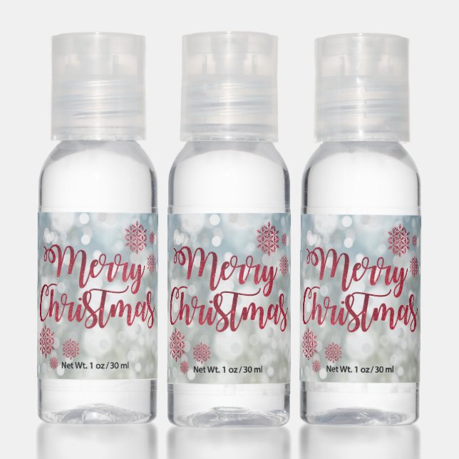 Merry Christmas | Red & Silver Travel Bottle Set Hand Sanitizer (Set)