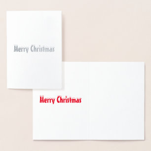 Merry Christmas - red snow white silver or gold Foil Card