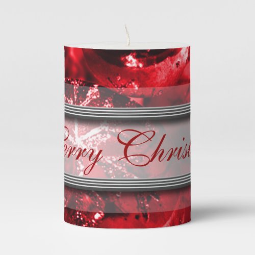 Merry Christmas Red Snowflake Ornaments Pillar Candle