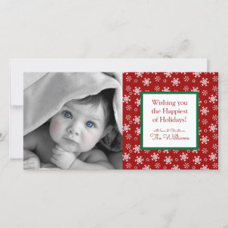 Merry Christmas | Red Snowflakes Holiday Card