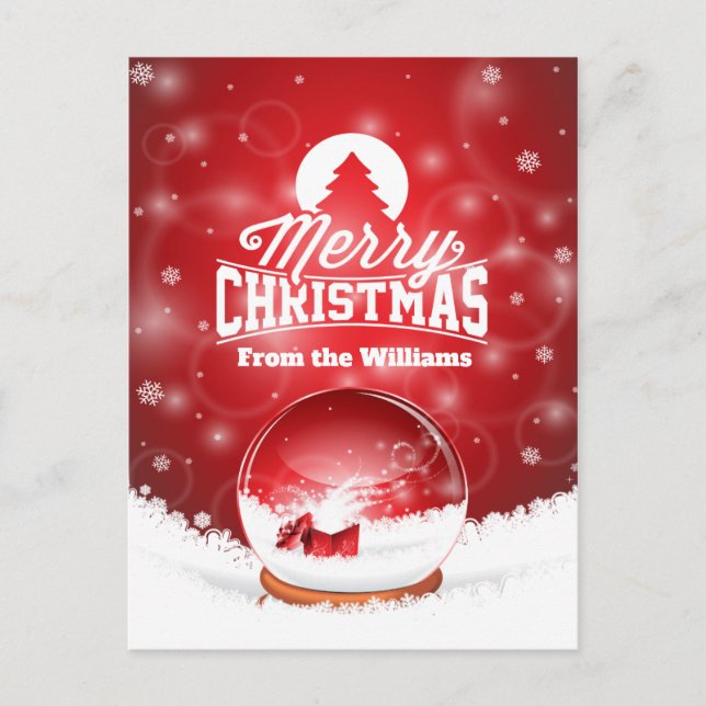 Merry Christmas Red Snowflakes Personalized Wish Holiday Postcard (Front)