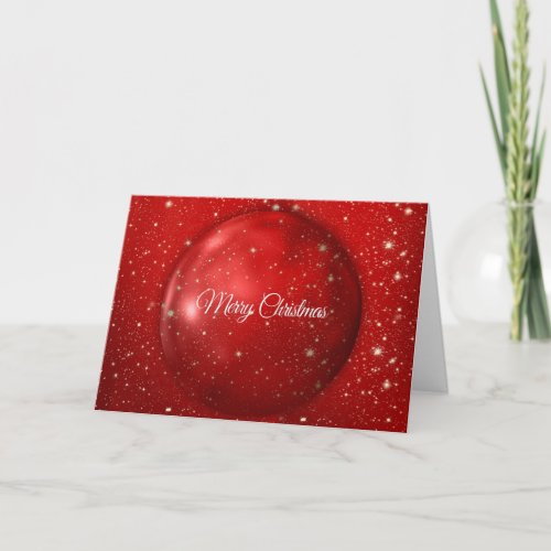 Merry Christmas Red Sparkling Stars Snow Holiday Card