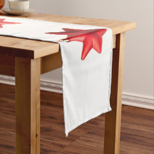Merry Christmas Red star decoration photo Long Table Runner