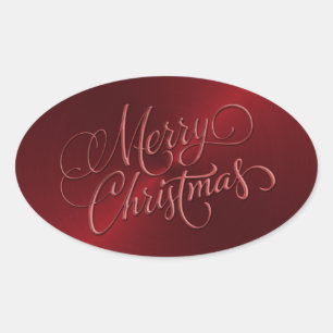 Merry Christmas Red Sticker Embossed Look