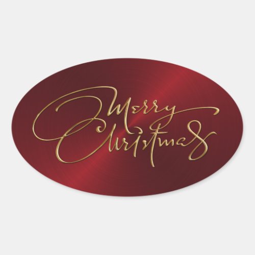 Merry Christmas Red Sticker Embossed Look