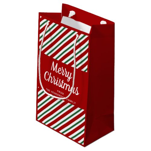 Merry Christmas Red Striped Pattern Small Gift Bag