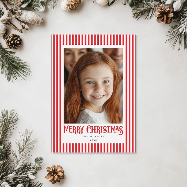 Merry Christmas Red Stripes Holiday Design Card (Creator Uploaded)