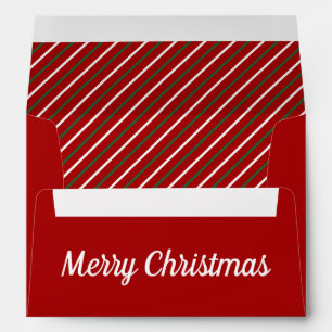Merry Christmas Red Stripes Return Address Envelope