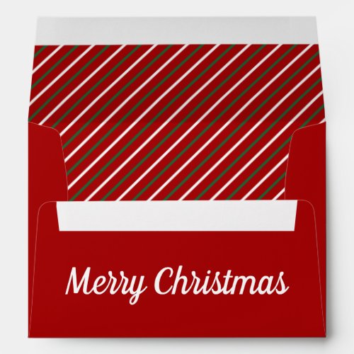 Merry Christmas Red Stripes Return Address  Envelope