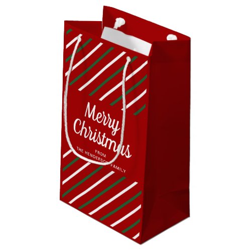 Merry Christmas Red Stripes Small Gift Bag