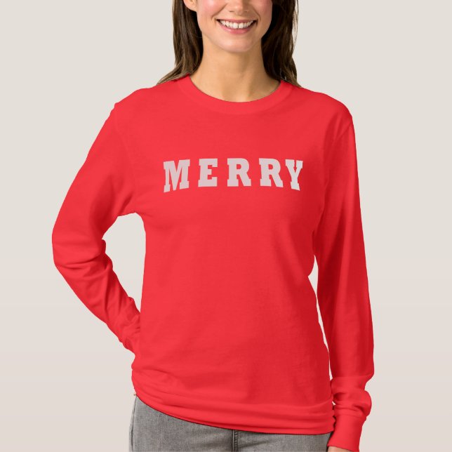Merry Christmas red stylish modern minimalist T-Shirt (Front)