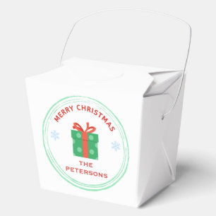 Merry Christmas red text gift box on white