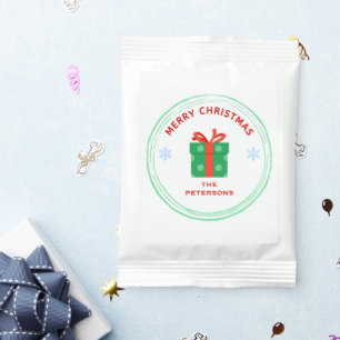 Merry Christmas red text gift box on white Margarita Drink Mix