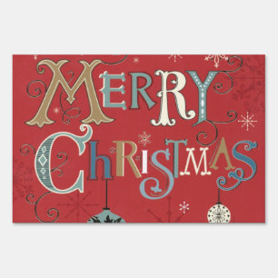 Merry Christmas red text yard sign