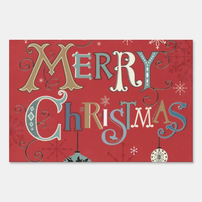Merry Christmas red text yard sign (Front)