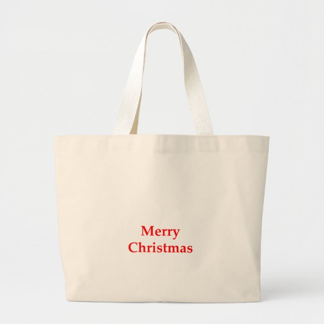 Merry Christmas Red The MUSEUM Zazzle Gifts Large Tote Bag (Front)