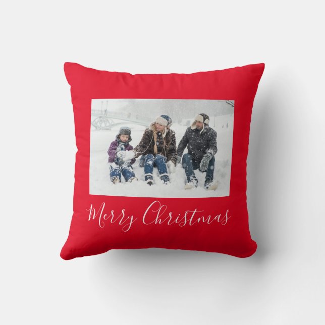Merry Christmas Red Throw Pillow (Back)