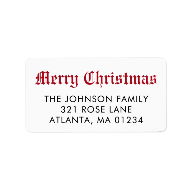 Merry Christmas Red Traditional Script Calligraphy Label (Front)